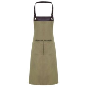    'ESPRESSO' mellrészes kötény, műbőr betéttel - Khaki-barna