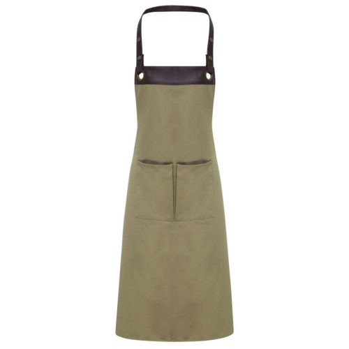  'ESPRESSO' mellrészes kötény, műbőr betéttel - Khaki-barna