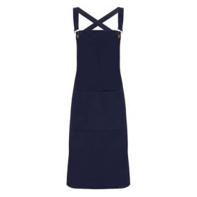 Barista kötény, keresztpántos, zsebes - Tengerészkék