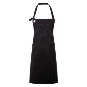   Vastag pamutvászon kötény, állítható nyakpánttal, zseb nélkül - Fekete