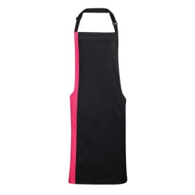   Kétszínű kötény, két oldal zsebbel, állítható nyakpánttal - Fekete/rózsaszín